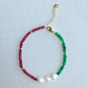 Jade Bead with Baby Baroque Pearl Anklet